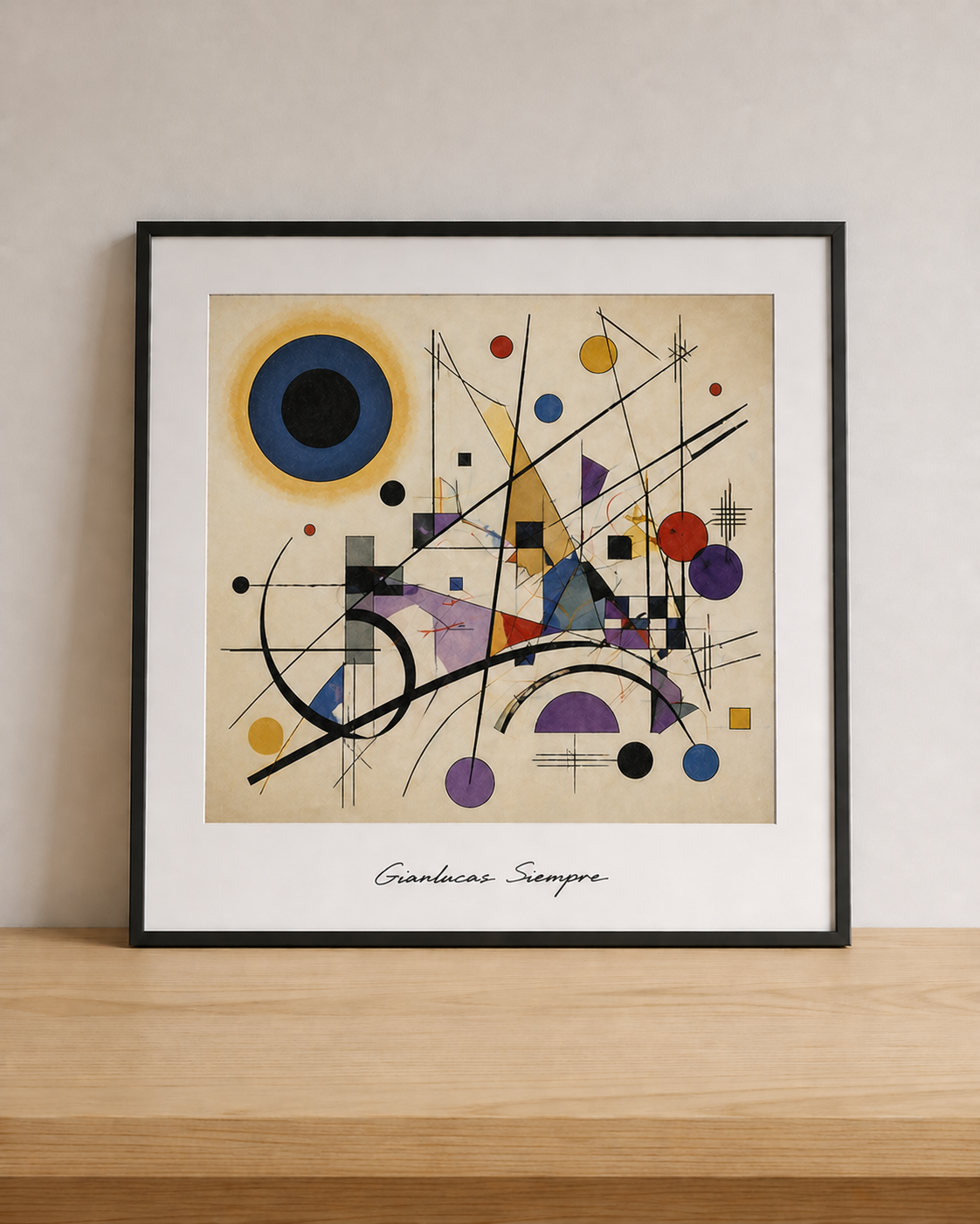 Abstract geometric art on display