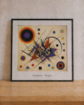 Abstract geometric art on wooden surface