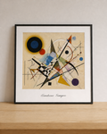 Abstract geometric art on wood shelf