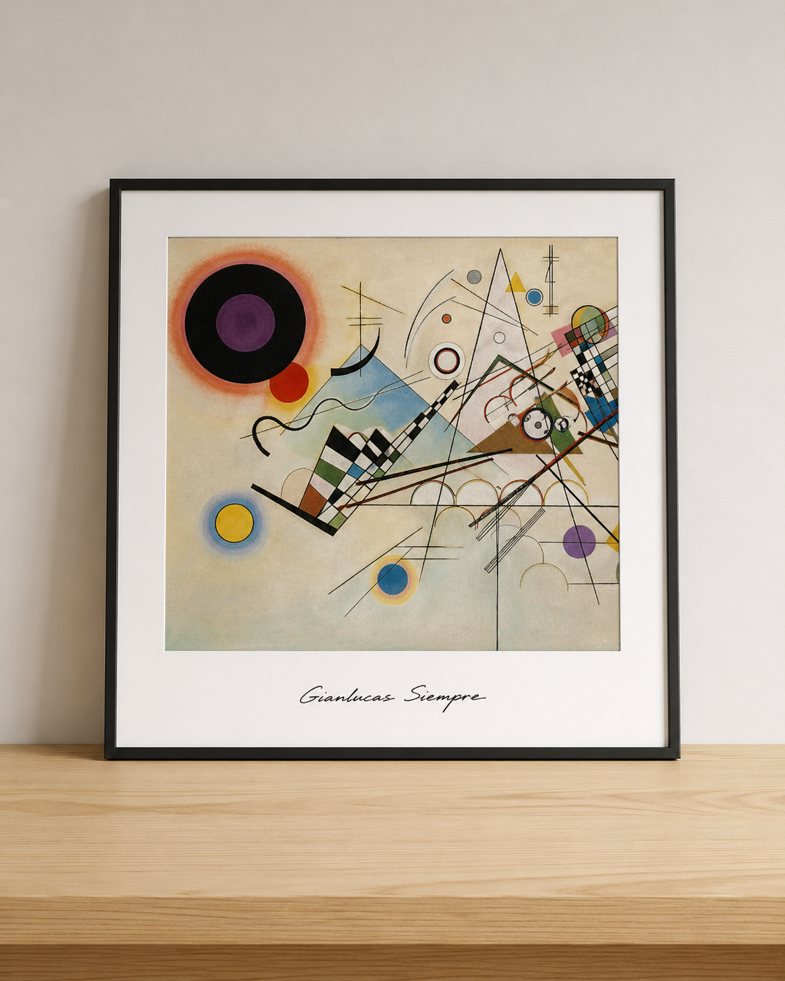 Abstract geometric art on wood table