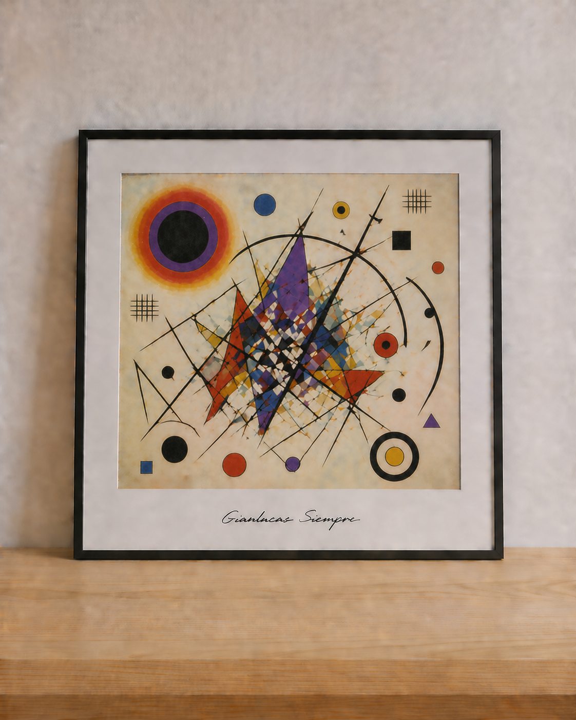Abstract geometry on textured paper